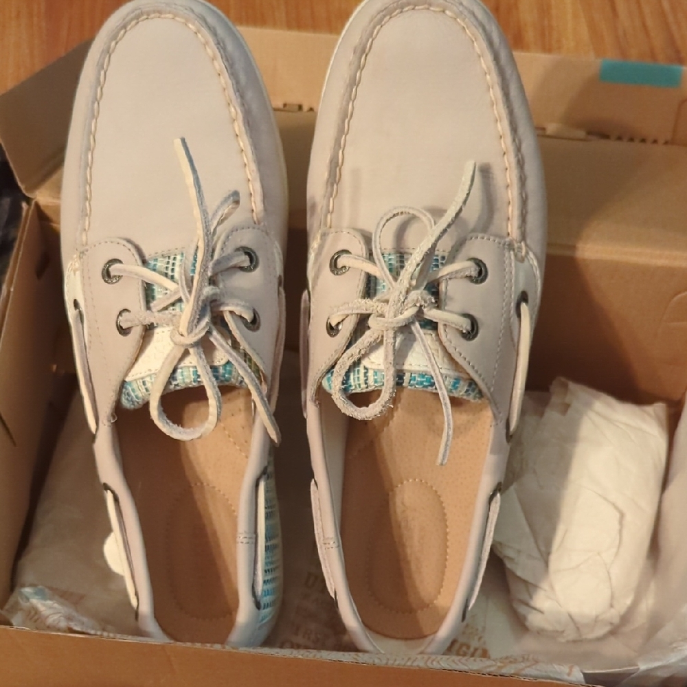 Sperry Koifish Gray and Blue Boat Shoes